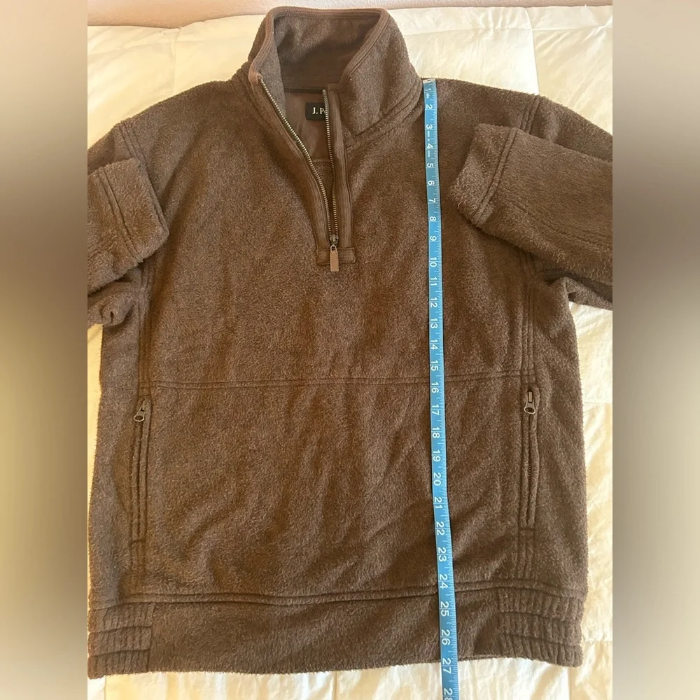 J. Peterman Brown Fleece 1/4 Zip  Pockets Men’s Size Small - Picture 10 of 11